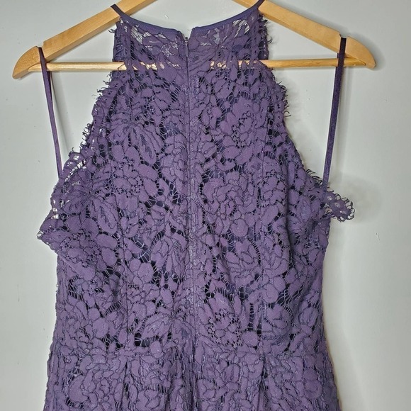 Asos High Neck Halter Lace Dress Navy Size 10 - Picture 7 of 9